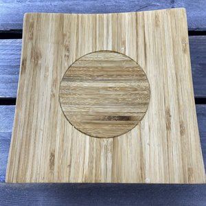 Japanese Style Bamboo Square Plate Natural Solid Wood 8X8 in